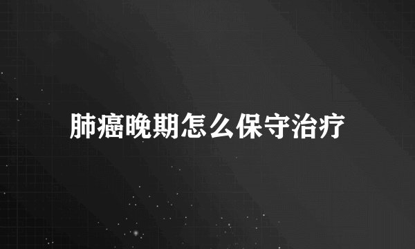 肺癌晚期怎么保守治疗