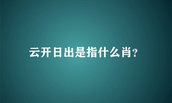 云开日出是指什么肖？