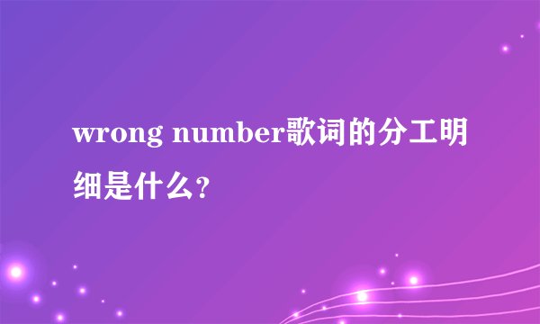 wrong number歌词的分工明细是什么？