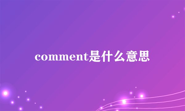 comment是什么意思