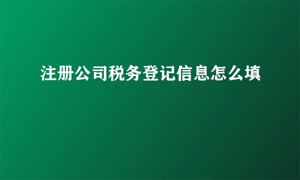 注册公司税务登记信息怎么填