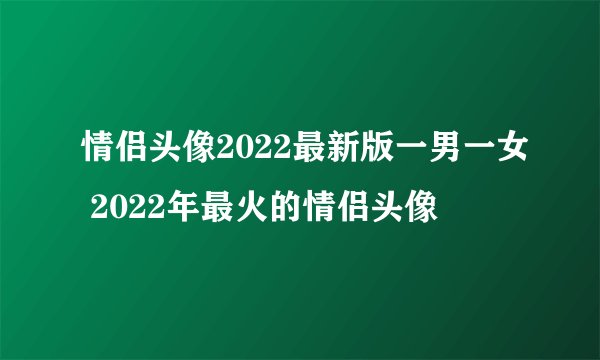 情侣头像2022最新版一男一女 2022年最火的情侣头像