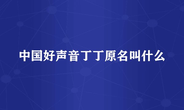 中国好声音丁丁原名叫什么