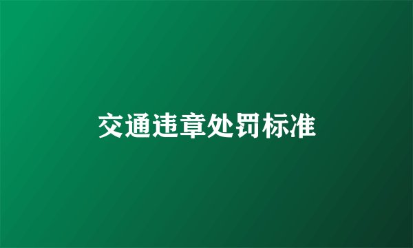 交通违章处罚标准