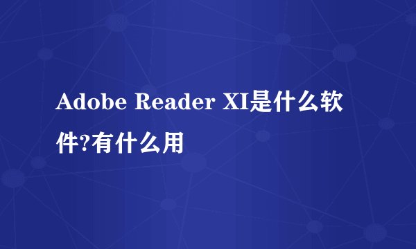 Adobe Reader XI是什么软件?有什么用