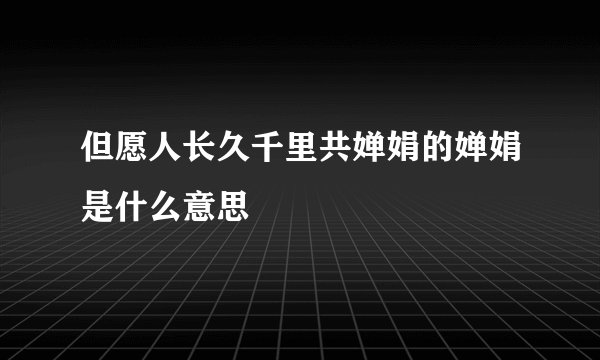 但愿人长久千里共婵娟的婵娟是什么意思