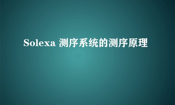 Solexa 测序系统的测序原理