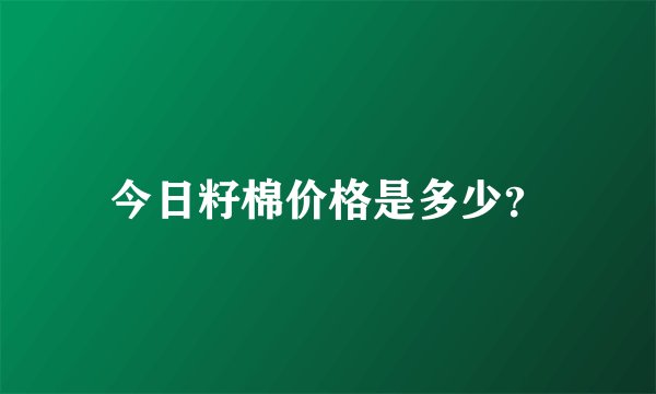 今日籽棉价格是多少？