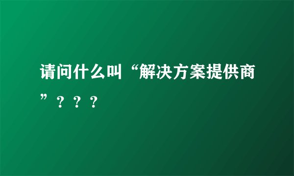 请问什么叫“解决方案提供商”？？？