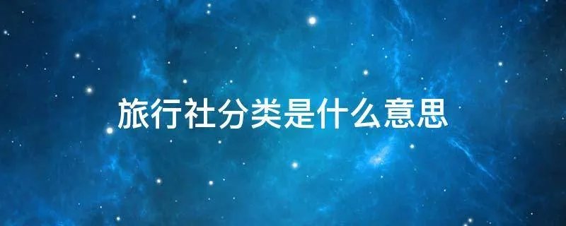 旅行社分类是什么意思
