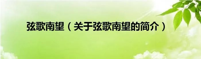 弦歌南望（关于弦歌南望的简介）