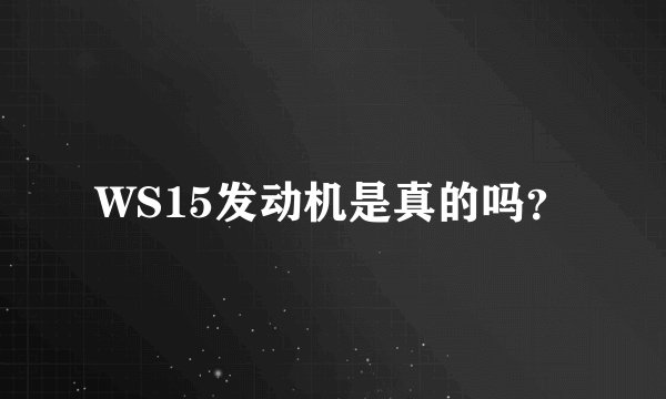 WS15发动机是真的吗？