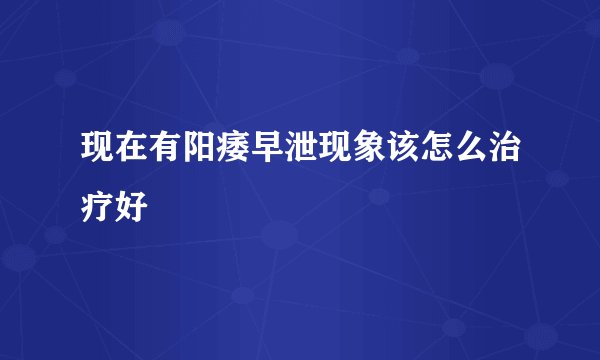 现在有阳痿早泄现象该怎么治疗好
