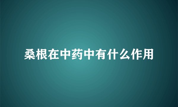 桑根在中药中有什么作用