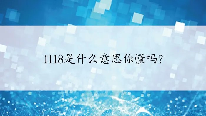 1118是什么意思你懂吗？