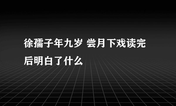 徐孺子年九岁 尝月下戏读完后明白了什么