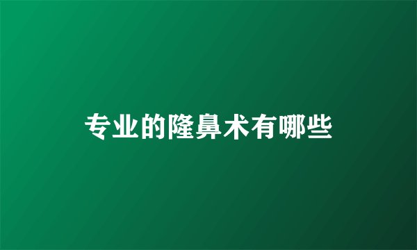 专业的隆鼻术有哪些