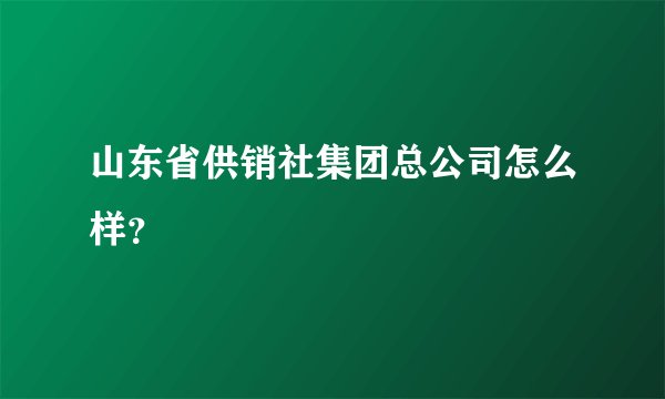 山东省供销社集团总公司怎么样？