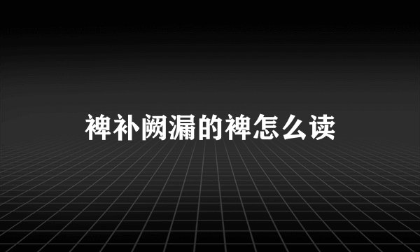 裨补阙漏的裨怎么读