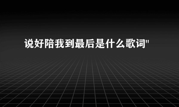 说好陪我到最后是什么歌词