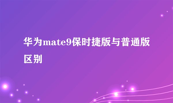 华为mate9保时捷版与普通版区别