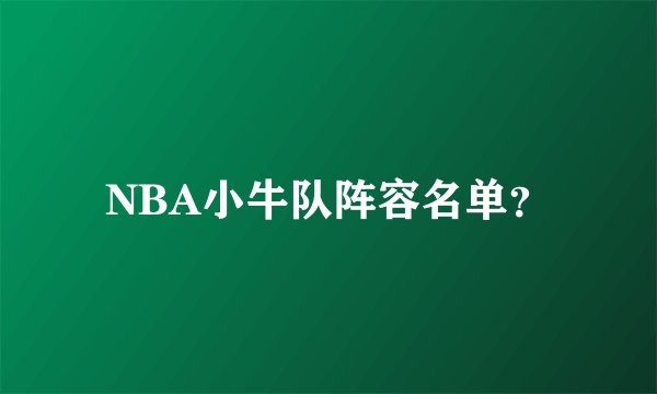 NBA小牛队阵容名单？