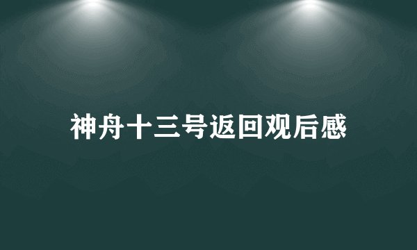 神舟十三号返回观后感
