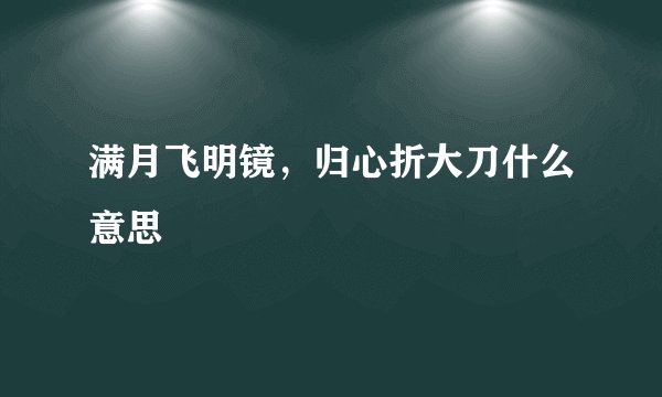 满月飞明镜，归心折大刀什么意思