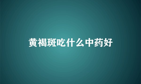 黄褐斑吃什么中药好