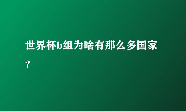 世界杯b组为啥有那么多国家？
