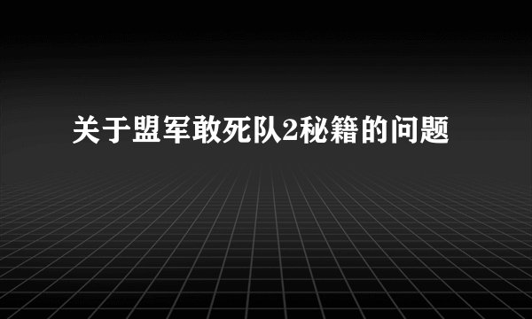 关于盟军敢死队2秘籍的问题