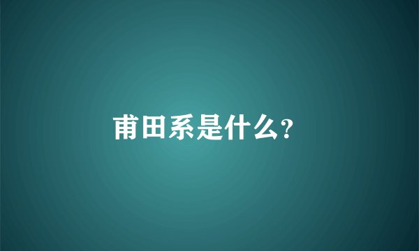 甫田系是什么?