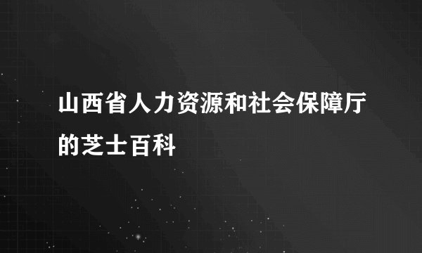 山西省人力资源和社会保障厅的芝士百科