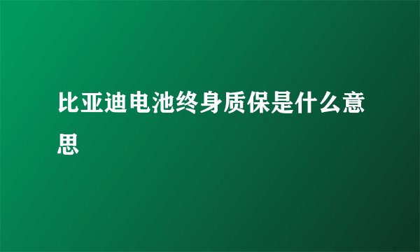 比亚迪电池终身质保是什么意思