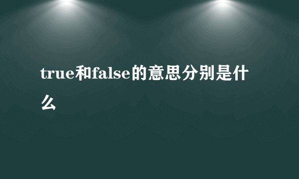 true和false的意思分别是什么