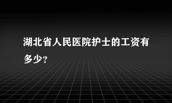 湖北省人民医院护士的工资有多少？