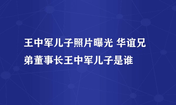 王中军儿子照片曝光 华谊兄弟董事长王中军儿子是谁