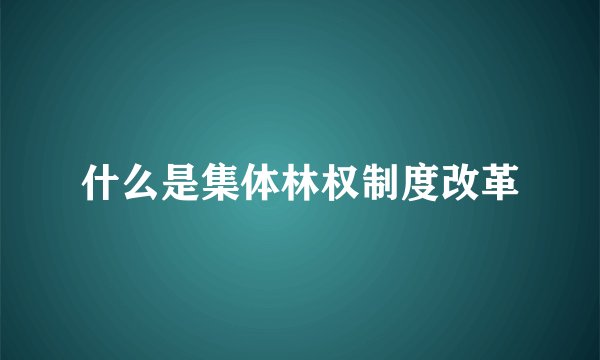 什么是集体林权制度改革