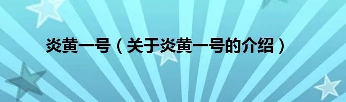 炎黄一号（关于炎黄一号的介绍）