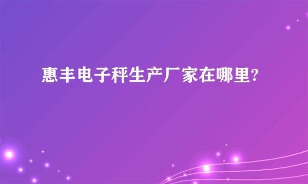 惠丰电子秤生产厂家在哪里?