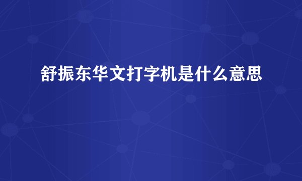 舒振东华文打字机是什么意思