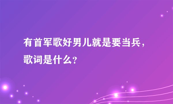 有首军歌好男儿就是要当兵，歌词是什么？