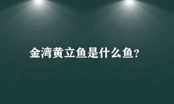 金湾黄立鱼是什么鱼？