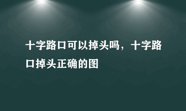 十字路口可以掉头吗,十字路口掉头正确的图
