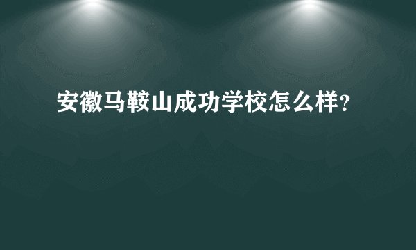 安徽马鞍山成功学校怎么样？