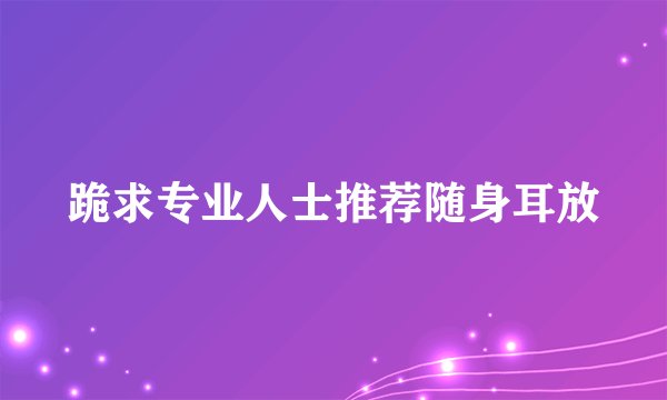 跪求专业人士推荐随身耳放