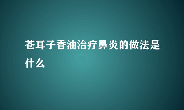 苍耳子香油治疗鼻炎的做法是什么
