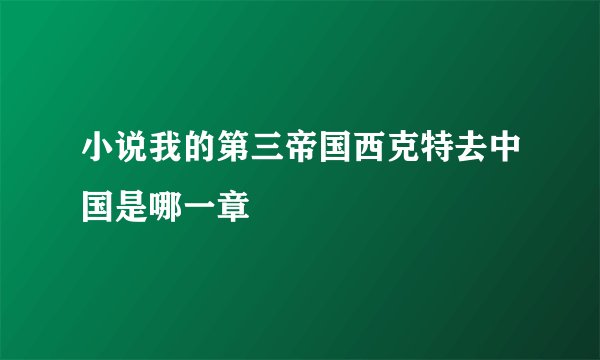 小说我的第三帝国西克特去中国是哪一章