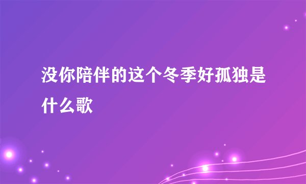 没你陪伴的这个冬季好孤独是什么歌