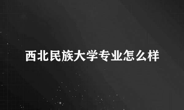 西北民族大学专业怎么样